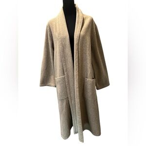 EILEEN FISHER Oat Lightweight 100% Wool High Collar Jacket Duster Medium EUC